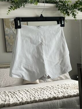 Blue Blush White Asymmetrical Skort